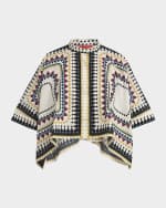 Image 1 of 7: La DoubleJ Place-Print Crop Foulard Shirt