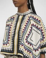 Image 6 of 7: La DoubleJ Place-Print Crop Foulard Shirt