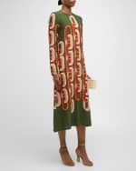 Image 5 of 6: La DoubleJ Printed Long-Sleeve Midi Swing Dress