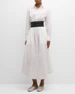 Image 2 of 6: ALAIA Maxi Button-Front Shirtdress with Leather Belt