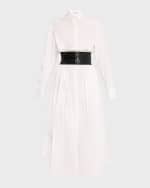 Image 1 of 6: ALAIA Maxi Button-Front Shirtdress with Leather Belt