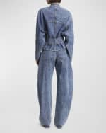 Image 4 of 7: ALAIA Denim Zip-Up Jacket with Rounded Sleeves