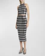 Image 7 of 7: Balmain Diamond Print Crystal Embellished Top