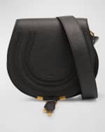Image 1 of 6: Chloe Marcie Medium Saddle Crossbody Bag in Grained Calfskin
