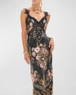 Image 4 of 5: Camilla Bias Silk V-Neck Maxi Slip Dress