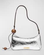 Image 1 of 4: Jacquemus Le Bisou Perle Metallic Leather Shoulder Bag