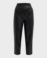 Image 1 of 5: Veronica Beard Analise Vegan Leather Cropped Pants