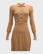 Image 1 of 6: Veronica Beard Lauper Long-Sleeve Ribbed Mini Dress