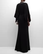 Image 4 of 6: Badgley Mischka Collection Cape-Sleeve Trumpet Gown