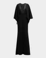 Image 1 of 6: Badgley Mischka Collection Cape-Sleeve Trumpet Gown
