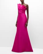 Image 2 of 6: Badgley Mischka Collection Strapless Pleated Trumpet Gown