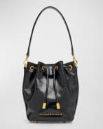 Image 1 of 6: Brandon Blackwood Corey Drawstring Leather Bucket Bag