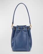 Image 2 of 4: Brandon Blackwood Corey Denim Leather Bucket Bag