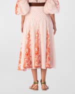 Image 3 of 5: Silvia Tcherassi Fairus Embroidered Striped Godet Midi Skirt