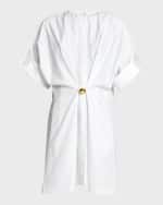 Image 1 of 6: Loewe Gathered Mini Dress with Button Detail