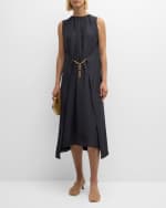Image 2 of 5: Loewe Silk Midi Dress with Chain Belt