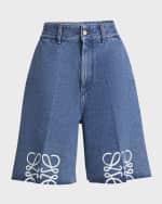 Image 1 of 6: Loewe Anagram Long Denim Shorts
