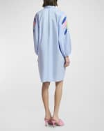 Image 3 of 5: Essentiel Antwerp Galam Embroidered Cotton Poplin Knee-Length Shirtdress