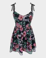 Image 1 of 3: Dress the Population Black Label Kaitrin Floral Sequin Mini Dress