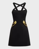 Image 1 of 6: REBECCA VALLANCE Chelsea Chain-Embellished Halter Mini Dress
