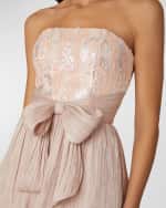 Image 3 of 3: Shoshanna Strapless Tiered Sequin Midi Dress