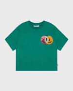 Image 1 of 4: Molo Girl's Reinette Sequin Happy Face T-Shirt, Size 4-6