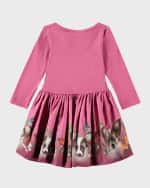 Image 2 of 3: Molo Girl's Candi Ribbed Combo Dress W/ Animal-Print Skirt, Size 6M-2