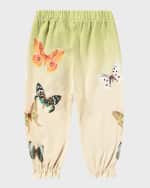 Image 2 of 2: Molo Girl's Selena Butterfly-Print Joggers, Size 6M-2