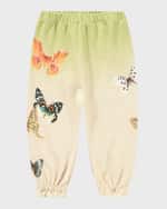 Image 1 of 2: Molo Girl's Selena Butterfly-Print Joggers, Size 6M-2