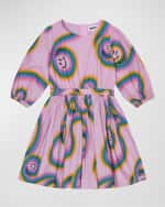 Image 1 of 3: Molo Girl's Choly Happy Face Puff Sleeve Dress, Size 7-12