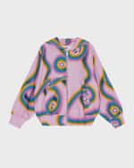 Image 1 of 4: Molo Girl's Mazzelina Happy-Face Zip Up Hoodie, Size 4-6