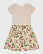 Image 1 of 2: Molo Girl's Cissa Combo Floral-Print Dress, Size 7-12