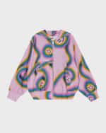 Image 1 of 2: Molo Girl's Mazzelina Happy-Face Zip Up Hoodie, Size 8-12