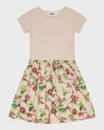 Image 1 of 4: Molo Girl's Cissa Combo Floral-Print Dress, Size 3T-6