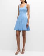 Image 2 of 6: STAUD Wells Pinstripe Cotton Poplin Sleeveless Mini Dress