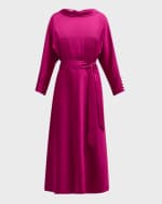 Image 1 of 6: Rickie Freeman for Teri Jon Belted Funnel-Neck Midi Dress