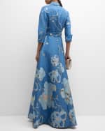 Image 3 of 6: Rickie Freeman for Teri Jon A-Line Metallic Jacquard Shirt Gown