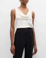 Image 2 of 6: Cinq a Sept Olsen Sleeveless Silk Charmeuse Cowl-Neck Top