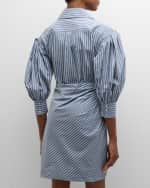 Image 4 of 6: Cinq a Sept Sabrina Macaulay Stripe Crossover Mini Shirtdress