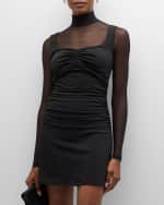 Image 5 of 6: Cinq a Sept Beren Slim Mesh Turtleneck Mini Dress