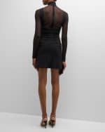Image 3 of 6: Cinq a Sept Beren Slim Mesh Turtleneck Mini Dress