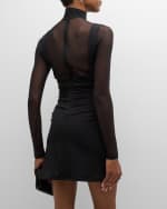 Image 4 of 6: Cinq a Sept Beren Slim Mesh Turtleneck Mini Dress