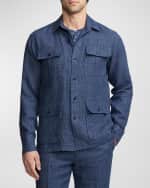 Image 3 of 6: Ralph Lauren Purple Label Men's Glen Plaid Linen Shirt