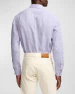 Image 2 of 5: Ralph Lauren Purple Label Men's Glen Plaid Linen Shirt