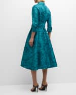 Image 3 of 6: Rickie Freeman for Teri Jon Metallic Floral Jacquard Midi Shirtdress