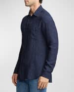 Image 4 of 6: Ralph Lauren Purple Label Men's Dlav Linen Button-Front Workshirt