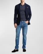 Image 2 of 6: Ralph Lauren Purple Label Men's Striped Silk-Cotton Polo Collar Sweater