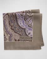 Image 5 of 5: Ralph Lauren Purple Label Men's Paisley Silk Pocket Square