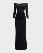 Image 1 of 6: Chiara Boni La Petite Robe Off-Shoulder Sequin Mermaid Gown