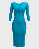 Image 1 of 6: Chiara Boni La Petite Robe Ruched 3/4-Sleeve Bodycon Dress